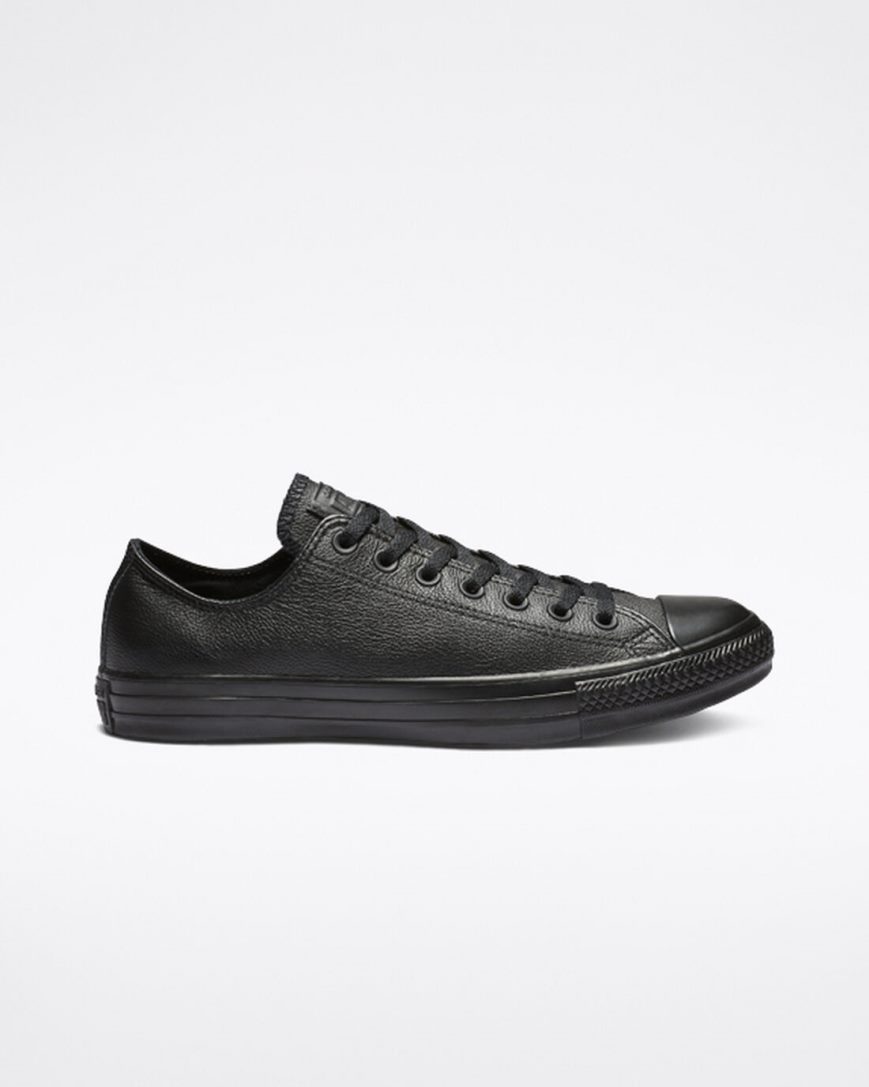 Women\'s Converse Chuck Taylor All Star Leather Low Top Shoes Black | AU 0CE19D